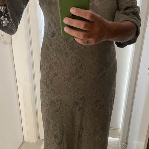 Maxi knitted olive dress, size M-L