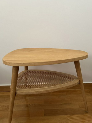 La Redoute nightstand made of oak wood and rattan with double surface like new
