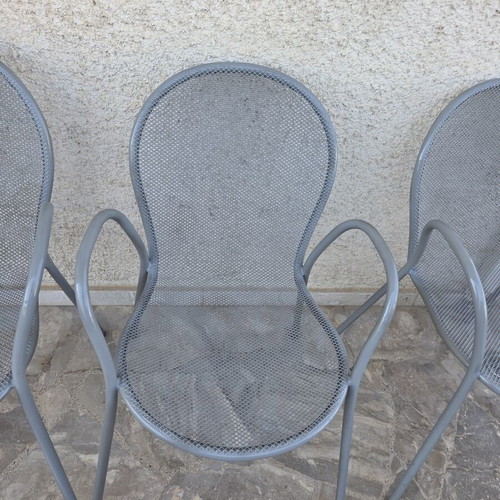 Garden chairs used, set of 4, iron construction