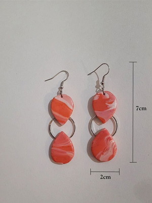 Polymer clay earrings like new, pink and silver