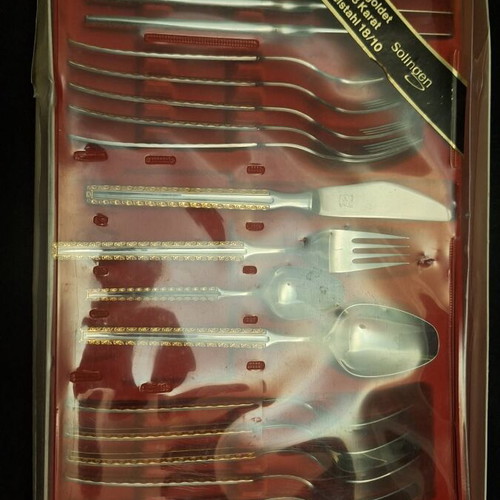Vintage Solingen cutlery set 24 pieces with 23-carat gold decoration like new