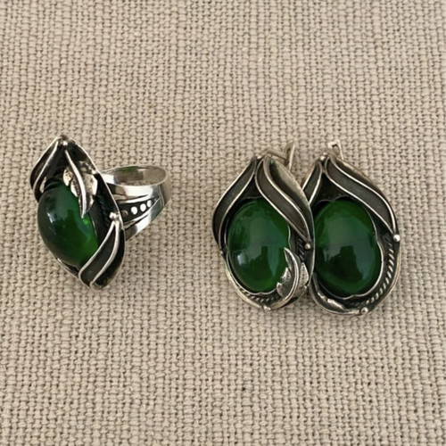 Handmade ring and earrings in 925 silver new