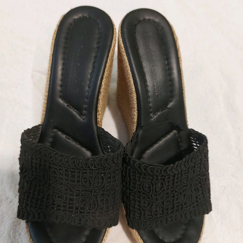 Platform sandals with knitted band black, comfortable, size 40