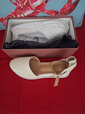 Chaniotakis platform sandals new, cream with subtle gold shine, leather