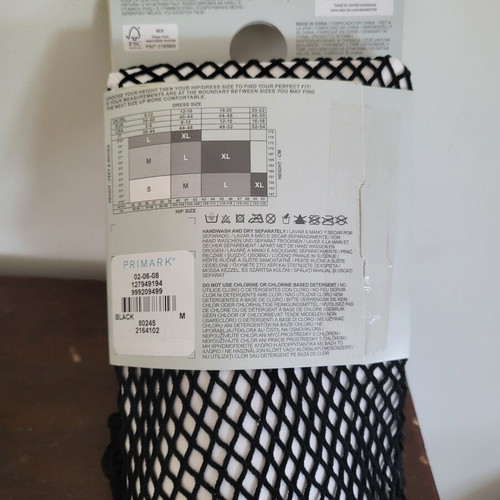 Primark Fashion Tights Black Fishnets 2 Pairs New M