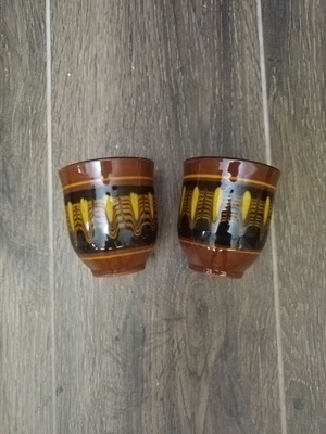 Handmade traditional clay shot glasses set of 2, like new