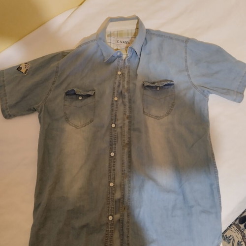 Denim short sleeve shirt like new, blue, size 4XL