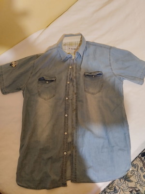 Denim short sleeve shirt like new, blue, size 4XL