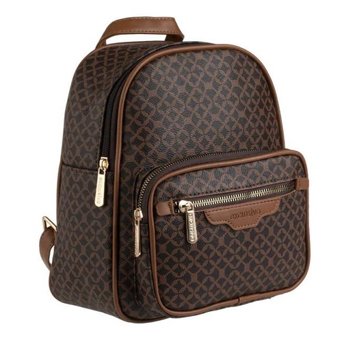 Backpack women's brown mini with patterns and zipper new
