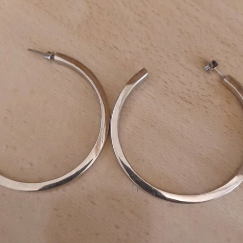 Large silver 9.25 hoop earrings unused, diameter 6 cm