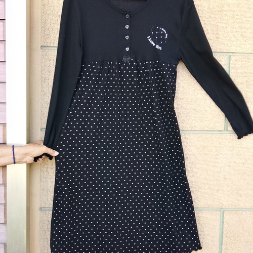 Cootaiya cotton nightgown, black and white, size M
