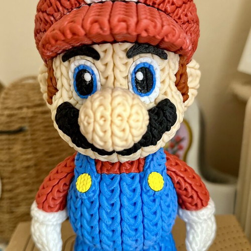 Super Basic Knitted Super Mario figure new, 3D printed with crochet texture