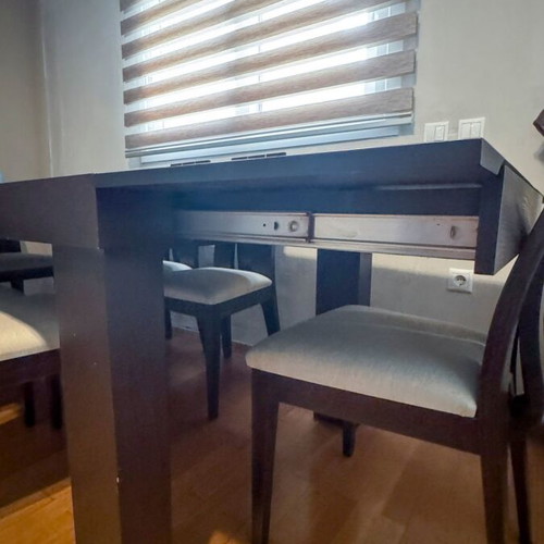 Wenge dining set with 6 solid wood chairs