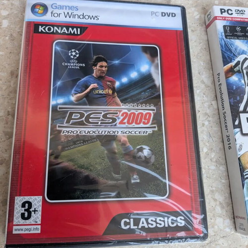 Pro Evolution Soccer 08 used, PES 09 and PES 2016 brand new bundle for PC
