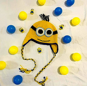 Χειροποίητο πλεκτό σκουφάκι Μινιον Minion