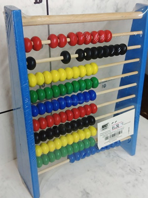 Abacuses set like new, 3 wooden and 1 plastic Luna