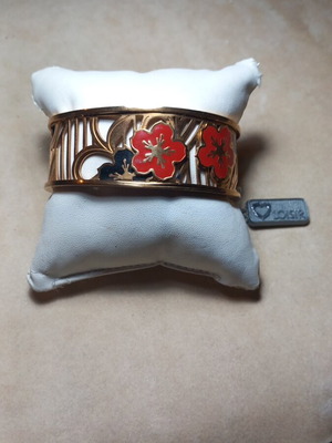 Loisir bracelet cuff style new, gold plated stainless steel with enamel