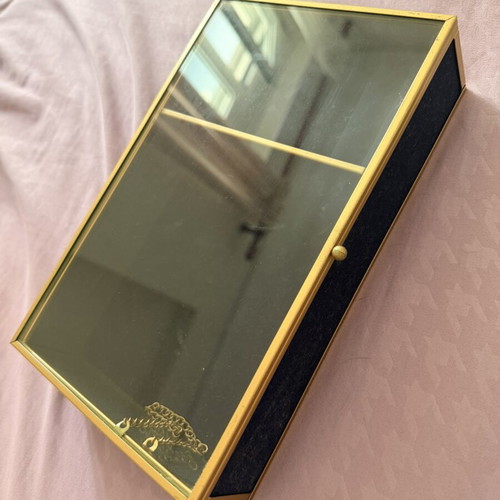 Velvet jewelry box dark blue like new