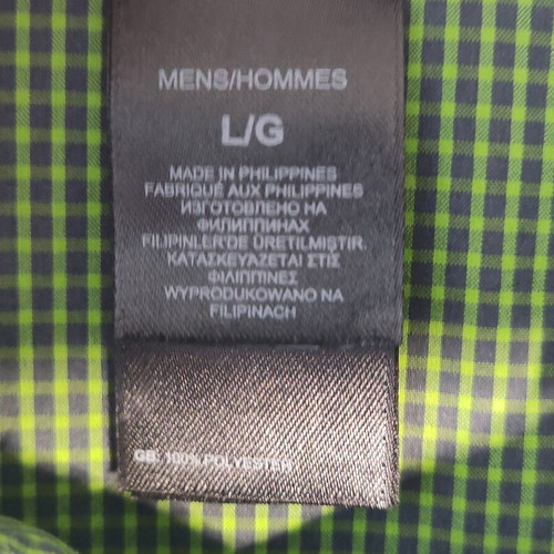 The North Face men's shirt size L, green-black check, like new