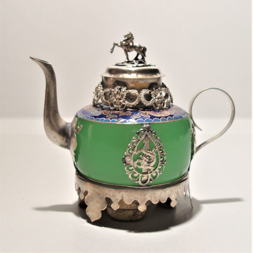 Teapot old porcelain and nephrite used, Asian art