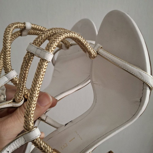 Casadei sandals white and gold used, size 39.5