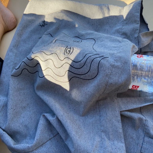 Zara gray fabric bag hand-painted new, large capacity