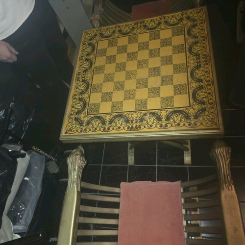 Vintage chess and backgammon table used, wooden 2 in 1
