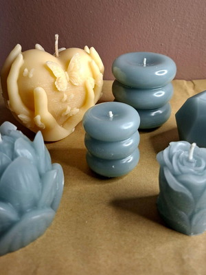 Butterfly Heart & Slate Blue Set of 6 Handmade Decorative Candles New