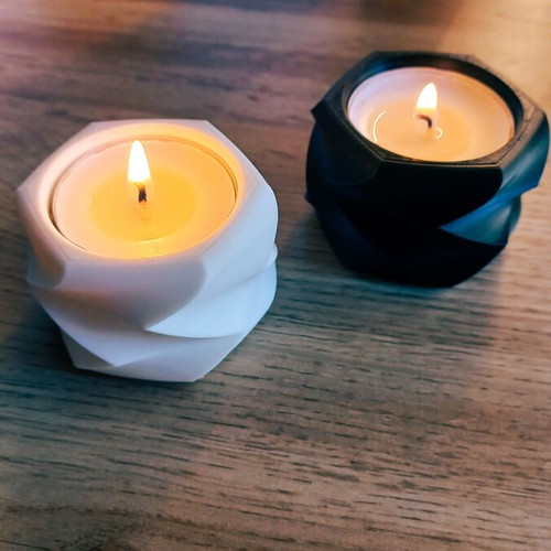 Modern tealight holders set black & white