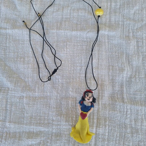 Long Snow White Necklace made of polymer clay custom made