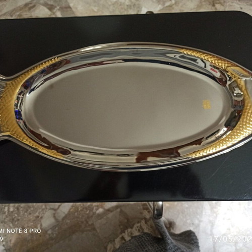 Silver-plated fish-shaped tray like new 40x28 cm