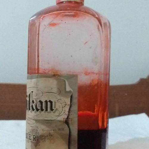 Pelikan ink bottle used, half liter, red