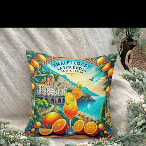 Amalfi Citrus Print Pillowcase new, 45x45 cm