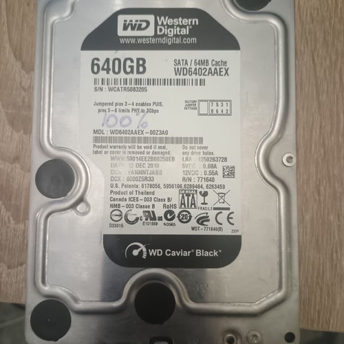 WD Black 640GB hard drive like new