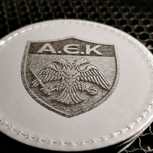 AEK coaster set made of leatherette with laser engraving, new, 4 pieces
