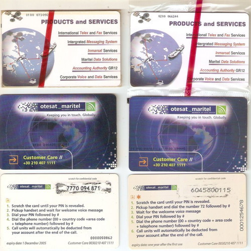 Maritel satellite cards like new, pack of 6