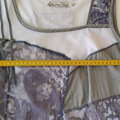 Vintage Patchwork Mini Dress/Tunic C'Fait Pour Vous like new, gray and purple