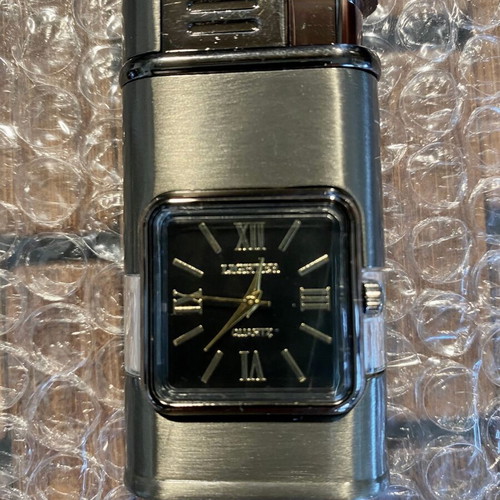 Gas Windproof Lighter with Quartz Clock new