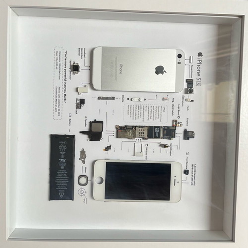 IPhone 5s framed collectible like new, white-gold wood