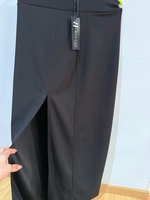 Long skirt new, black with side slit, size M
