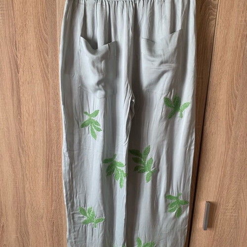 Satin pants new with embroidered beads Zara blue size M