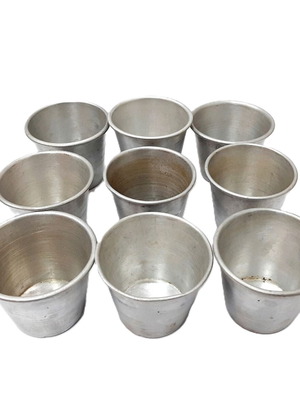 Retro aluminum baking molds used, set of 9 for creme caramel