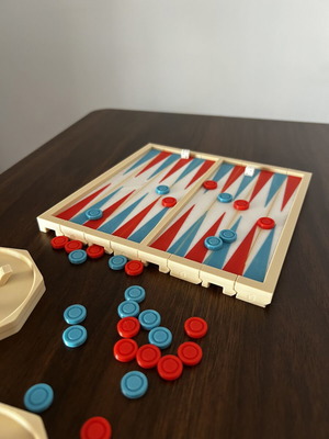 Foldable backgammon mini size 17.5x17.5 cm like new