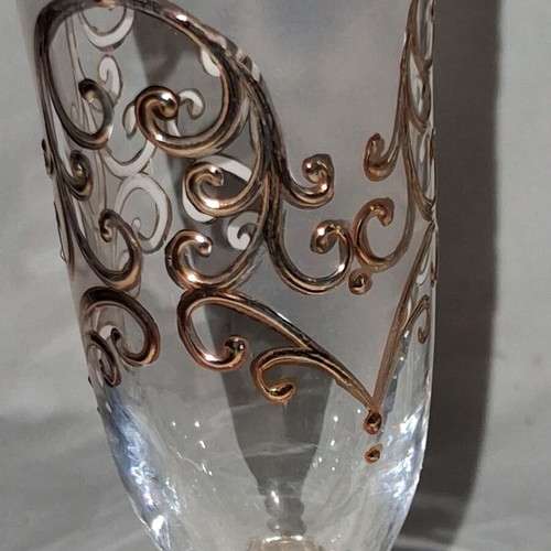 Vintage Bohemia Crystal Champagne Glasses Praha pair, like new