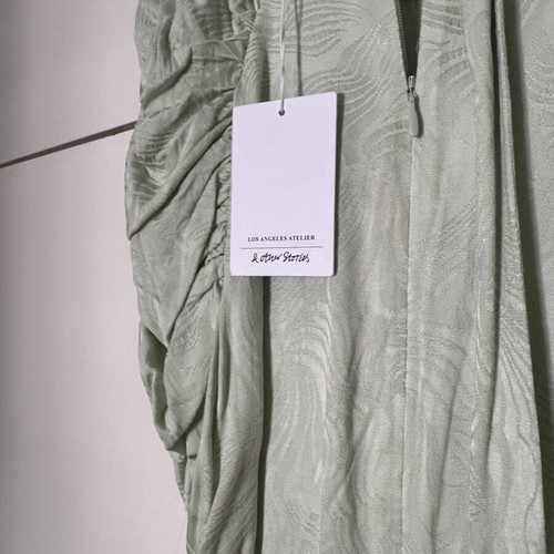 & Other Stories Jacquard Mini Dress New, Size 42, Pistachio Green