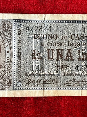 Χαρτονόμισμα Vittorio Emmanuele III 1914 μεταχειρισμένο 1Lira