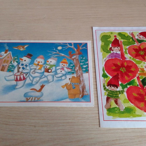 Christmas greeting cards diptych, like new, set of 2