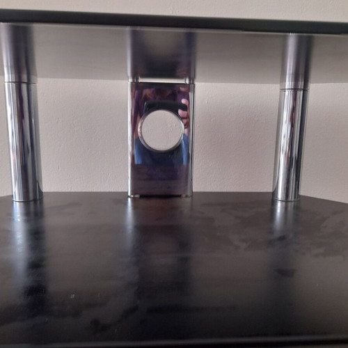 Glass TV stand like new, black with three levels