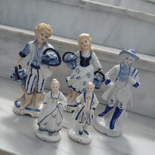 Porcelain decorative figurines set of 5, vintage