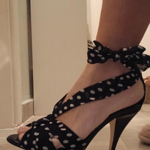 Jennifer Lopez fabric polka dot sandals size 36 new